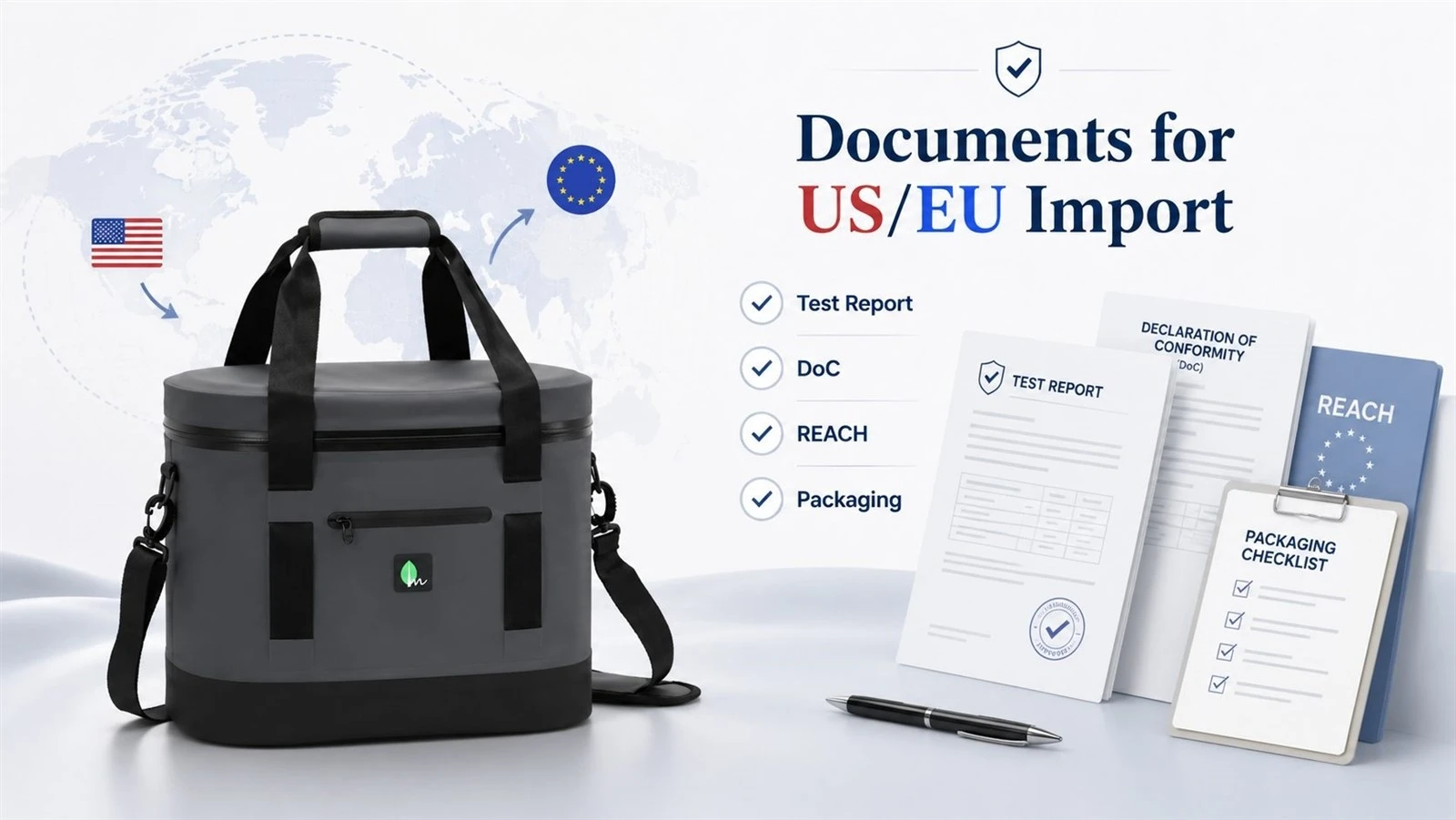 US and EU import documentation checklist for cooler bags including test report, DoC, REACH, and packaging compliance US and EU import documentation checklist for cooler bags including test report, DoC, REACH, and packaging compliance
